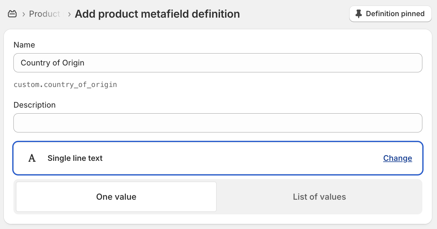 Shopify Product Metafield One Value vs List of Values