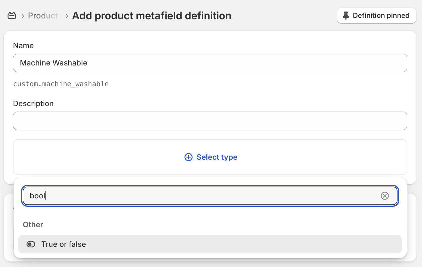 Shopify Product Metafield with true/false values